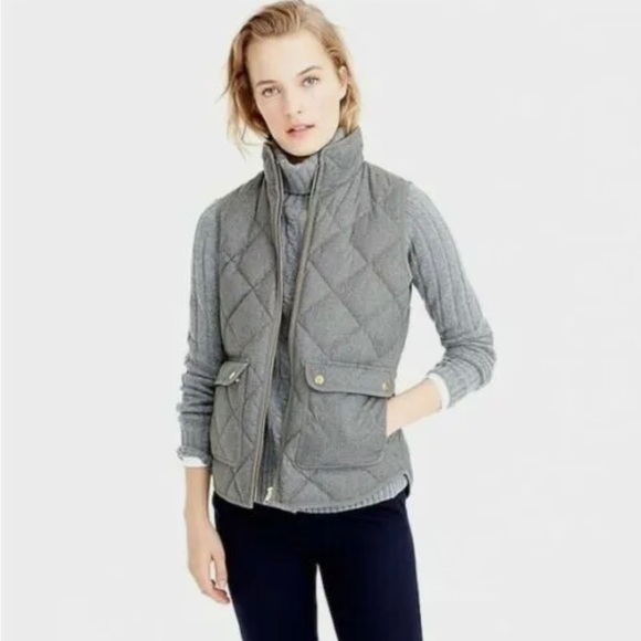 J.CREW Women's Excursion Flannel Quilted Down Gray Women's Puffer Vest, Size XS - Picture 2 of 7
